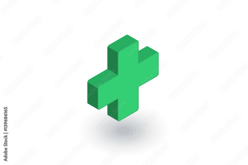 first aid, pharmacy, medical cross isometric flat icon. 3d vector colorful illustration. Pictogram isolated on white background first aid, pharmacy, medical cross isometric flat icon. 3d vector colorful illustration. Pictogram isolated on white background