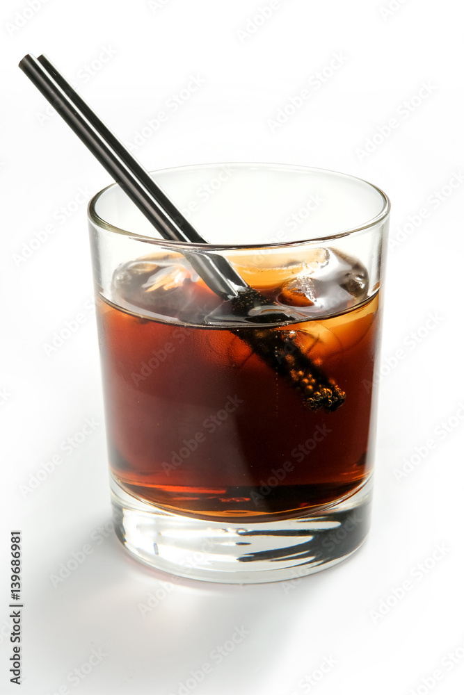 Alcoholic cocktails and soft drinks on a white background Alcoholic cocktails and soft drinks on a white background