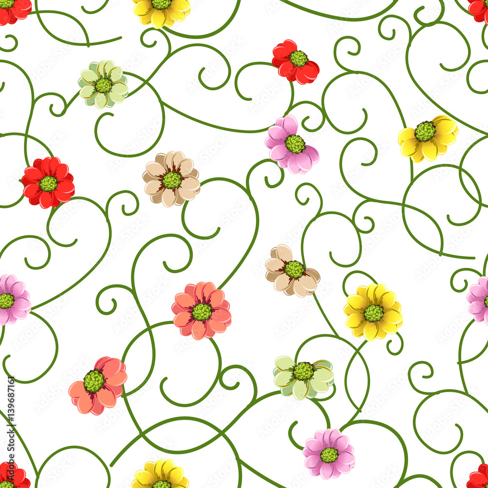 Seamless pattern of flowers and butterflies Seamless pattern of flowers and butterflies