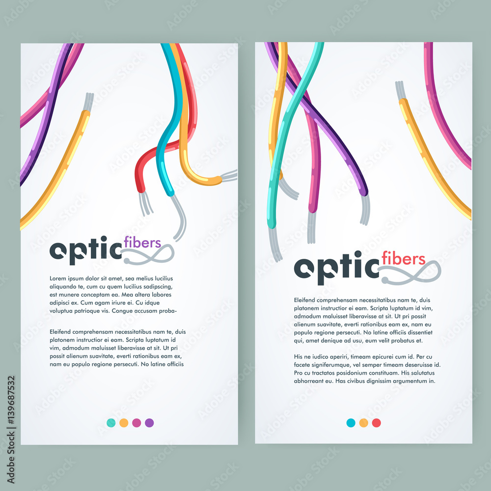 Colorful network optic fiber cables banners or flyers