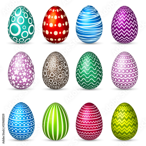 Easter eggs set. Spring. Holidays in April. Gift. Seasonal celebration. © 32 pixels