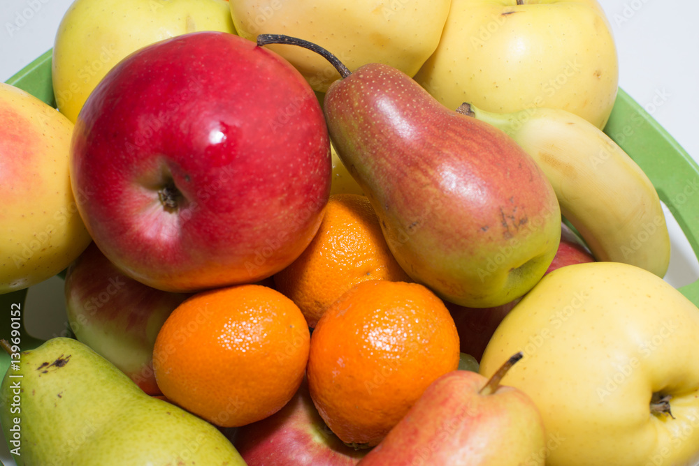 Colored fruits on table. Colored fruits on table.