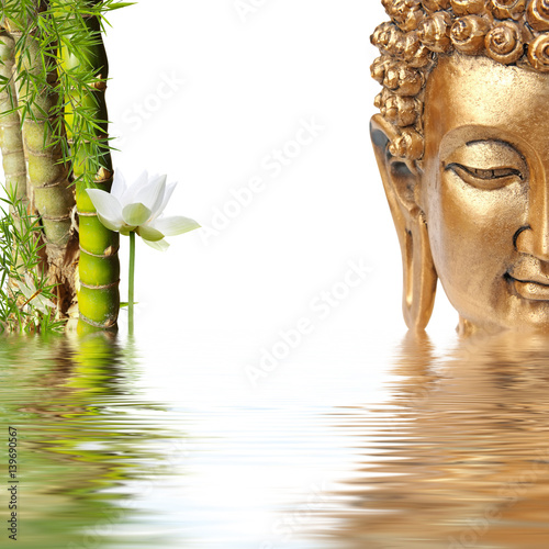 composition aquatique  Bouddha  bambou    noeud et lotus 