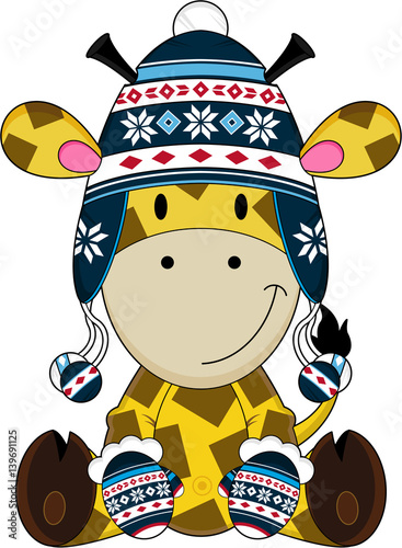 Cute Cartoon Wooly Hat Giraffe