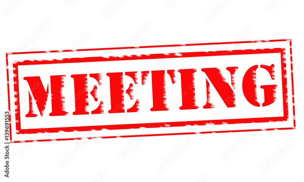 MEETING Red Stamp Text on white backgroud
