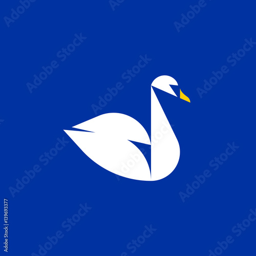 Geometric swan flat style vector logo template