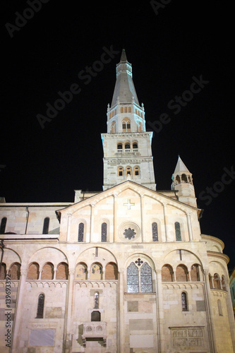 Modena Cathedral by night, Italy