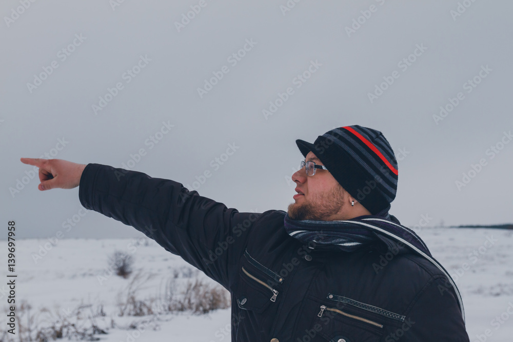 traveler walking in a winter steppe traveler walking in a winter steppe