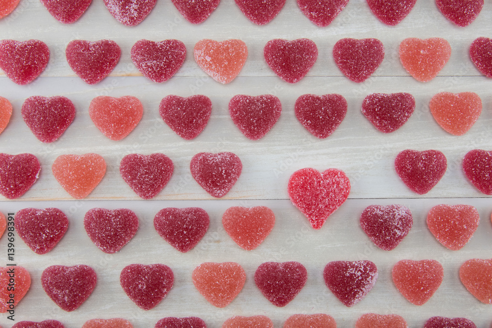 Small Dark Red and Pink Gummy Hearts with One Larger Read Gummy Heart Small Dark Red and Pink Gummy Hearts with One Larger Read Gummy Heart