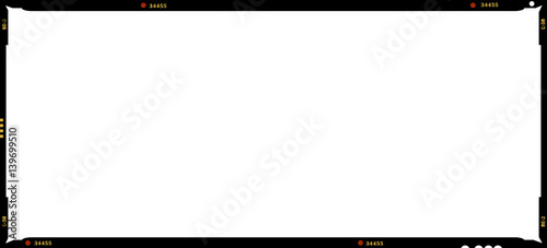 Blank medium format panorama negative picture frame,with free copy space, isolated on white background,