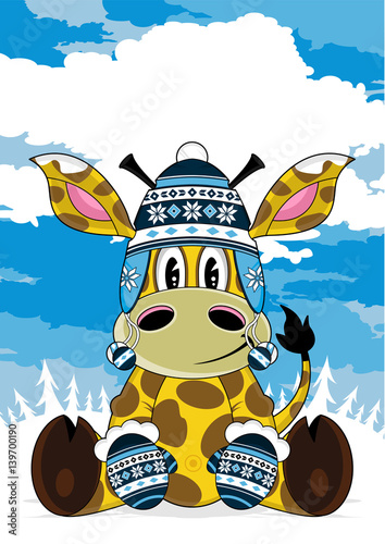 Cute Wooly Hat Giraffe Character