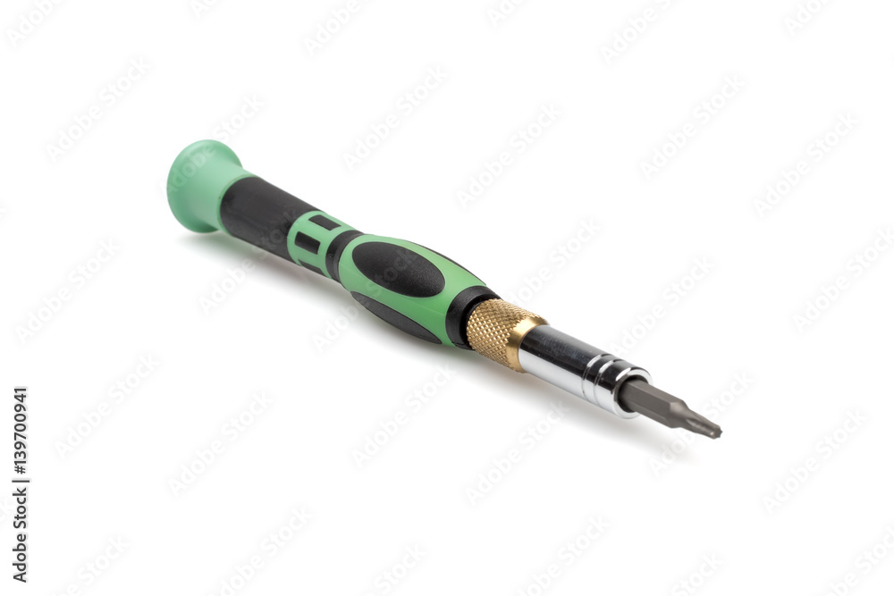 electronic screwdriver set on a white background electronic screwdriver set on a white background