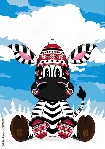 Cute Cartoon Wooly Hat Zebra