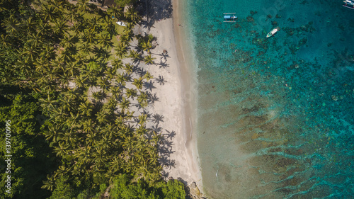 Aerial shooting of an island beach