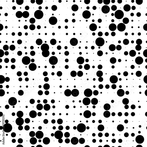 Seamless geometric black and white ornament generated by random circles
