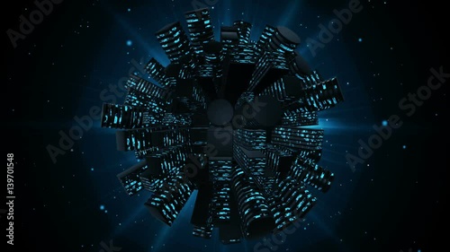 Abstract modern skyscrapers loop animation