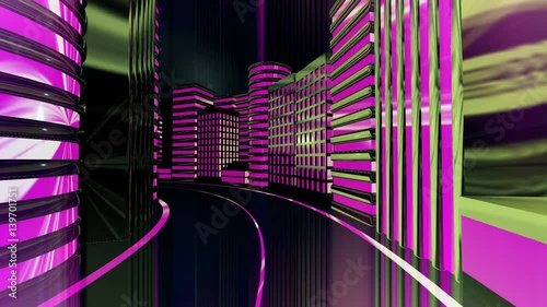 Neon City Downtown Loop Animation