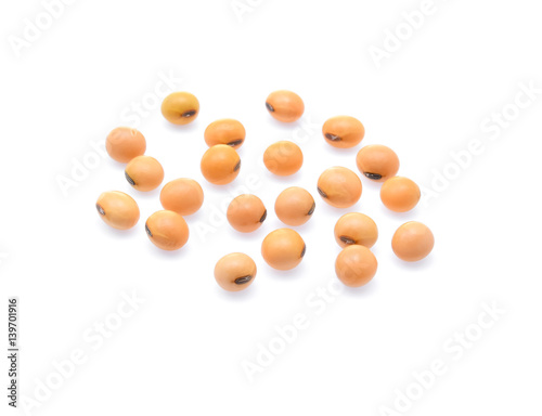 Soybeans isolate on white background.