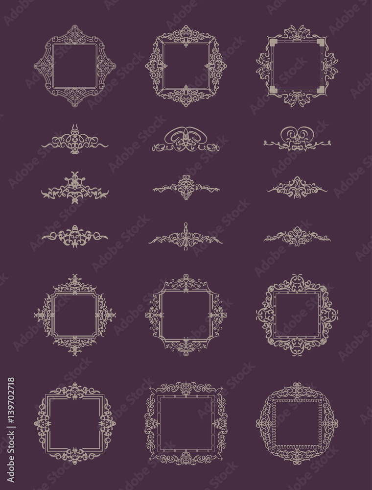 Wicker lines and old decor elements in vector. Wicker lines and old decor elements in vector.