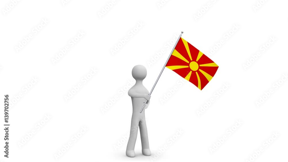 Macedonia waving flag. 3d Man holding and waving Macedonian flag on transparent background. Loop. Alpha channel. Macedonia waving flag. 3d Man holding and waving Macedonian flag on transparent background. Loop. Alpha channel.