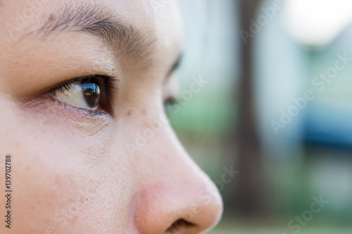 close up eye of asian women