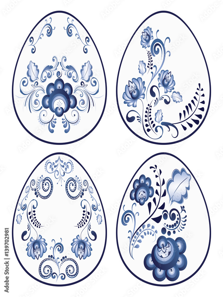 Blue Floral Easter Eggs Blue Floral Easter Eggs