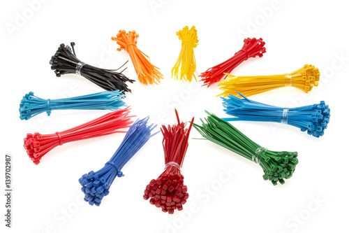 Colored plastic cable tie.
