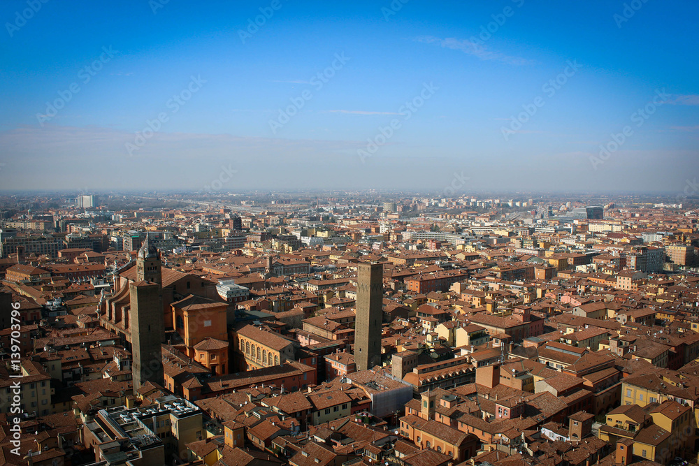 Fototapeta premium Panoramic view of historic center of Bologna, Italy