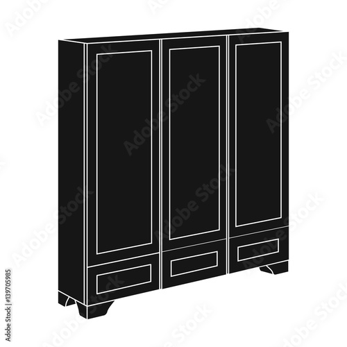 Bedroom wardrobe for clothing.Bedroom furniture for clothes.Bedroom furniture single icon in black style vector symbol stock illustration.