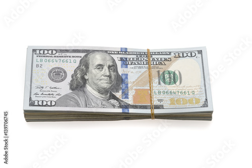 isolated dollars on white ground