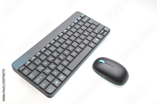 Keyboard and mouse on white background