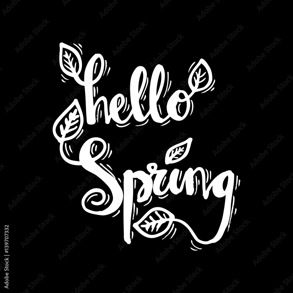 Obraz premium Hello spring hand lettering.