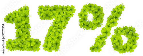 17 Saint Patrick's Day discount number made from little four-leaf clovers