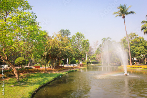 Fountain in a public park Buak Haad Park Chiang Mai thailand