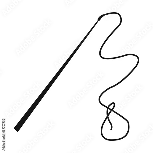 Mongolian whip.The whip is for herding cattle.Mongolia single icon in black style vector symbol stock illustration.