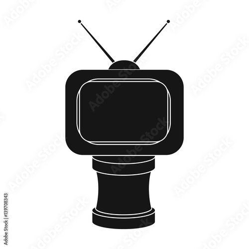 Bronze award in Famer of the TV with aerial.Trophy for best film.Movie awards single icon in black style vector symbol stock illustration.