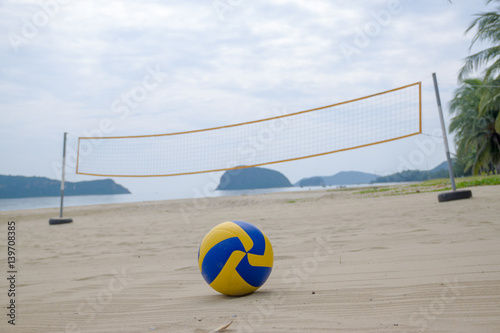 Beach Volley ball and net in summer day