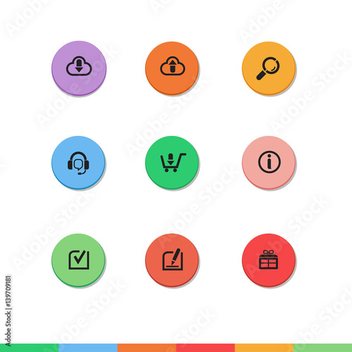Colorful flat web buttons with icons