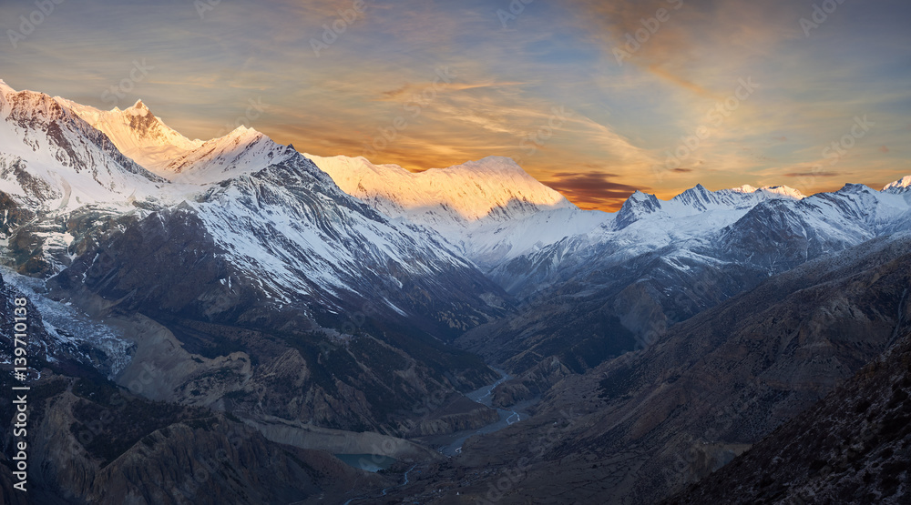 Annapurna mountains in the Himalayas of Nepal.