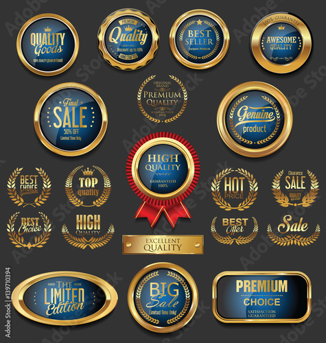 Golden badges and labels collection 