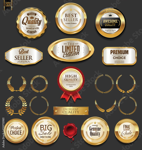 Golden badges and labels collection 