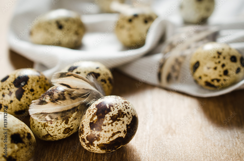 Fresh Organic Quail Eggs on Wooden Table. Fresh Organic Quail Eggs on Wooden Table.