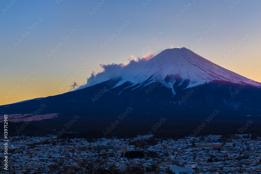 The Mt.Fuji. I took a picture of a sunset.The shooting location is Lake Kawaguchiko, Yamanashi prefecture