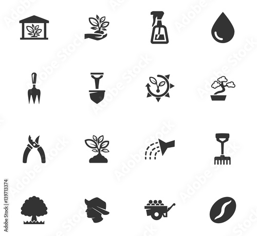 Gardening icons set