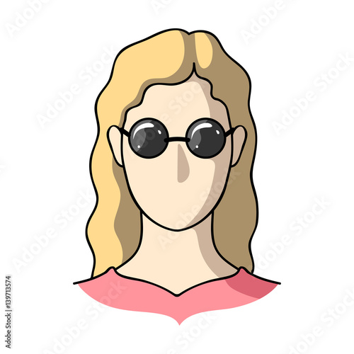 A woman with blond hair with glasses.A blind woman because of diabetes.Diabetes single icon in cartoon style vector symbol stock illustration.