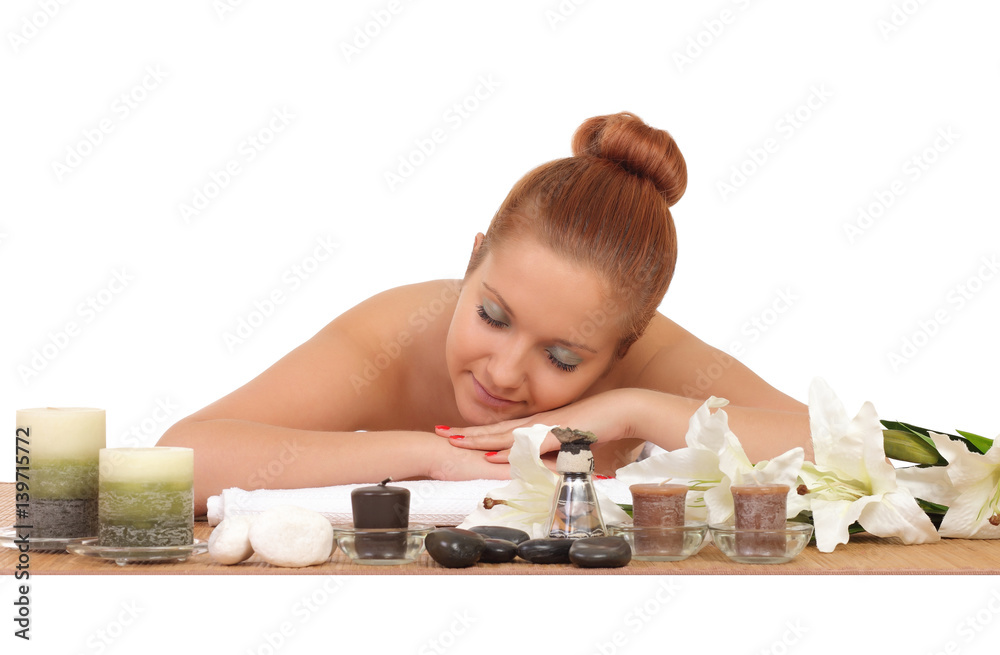Beautiful Woman Getting Spa Massage in Spa Salon Beautiful Woman Getting Spa Massage in Spa Salon