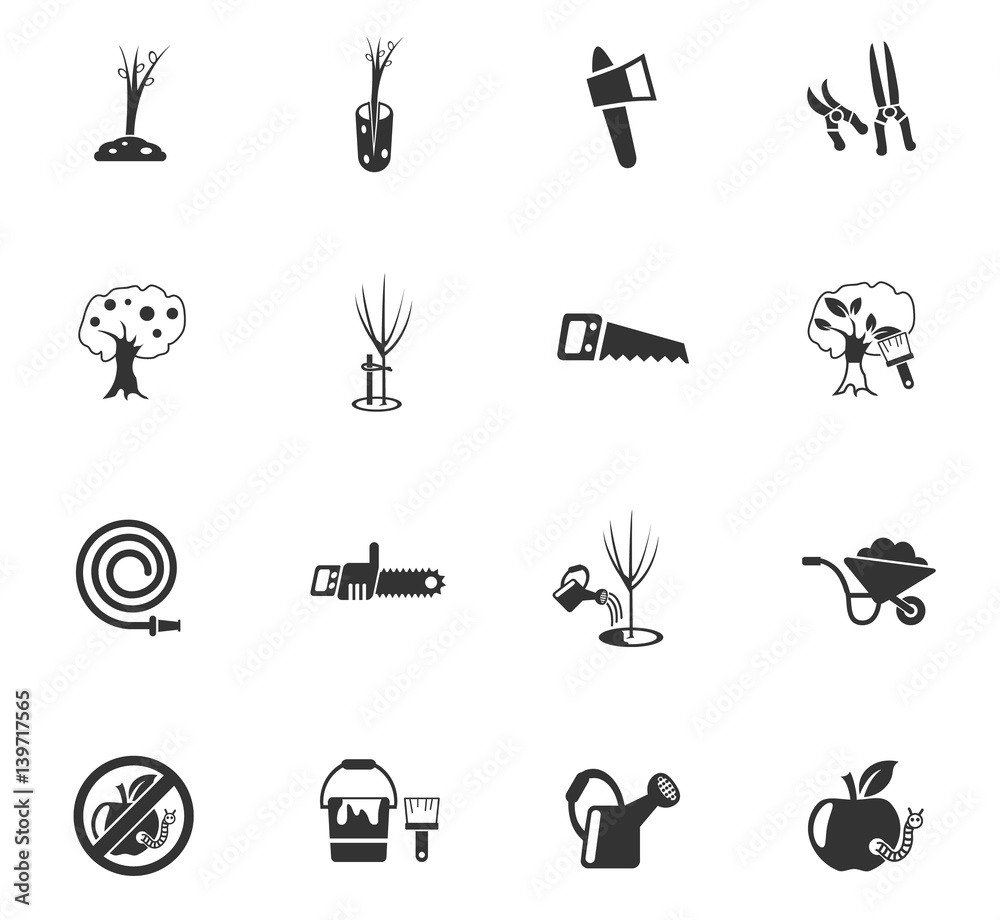 Obraz premium gardening icon set