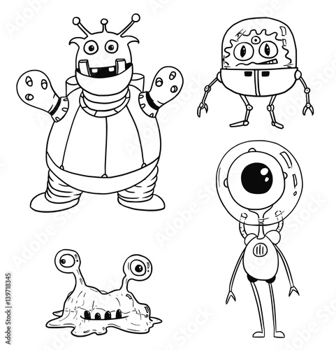 Cartoon Vector Set 02 of Friendly Aliens Astronauts