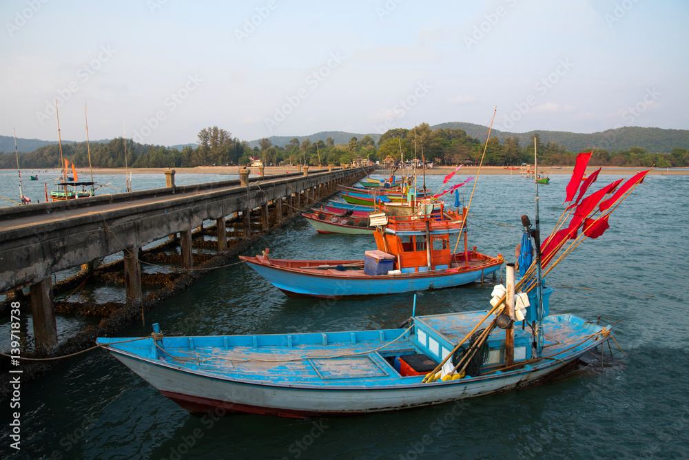 Fisherman's boats parked in the sea