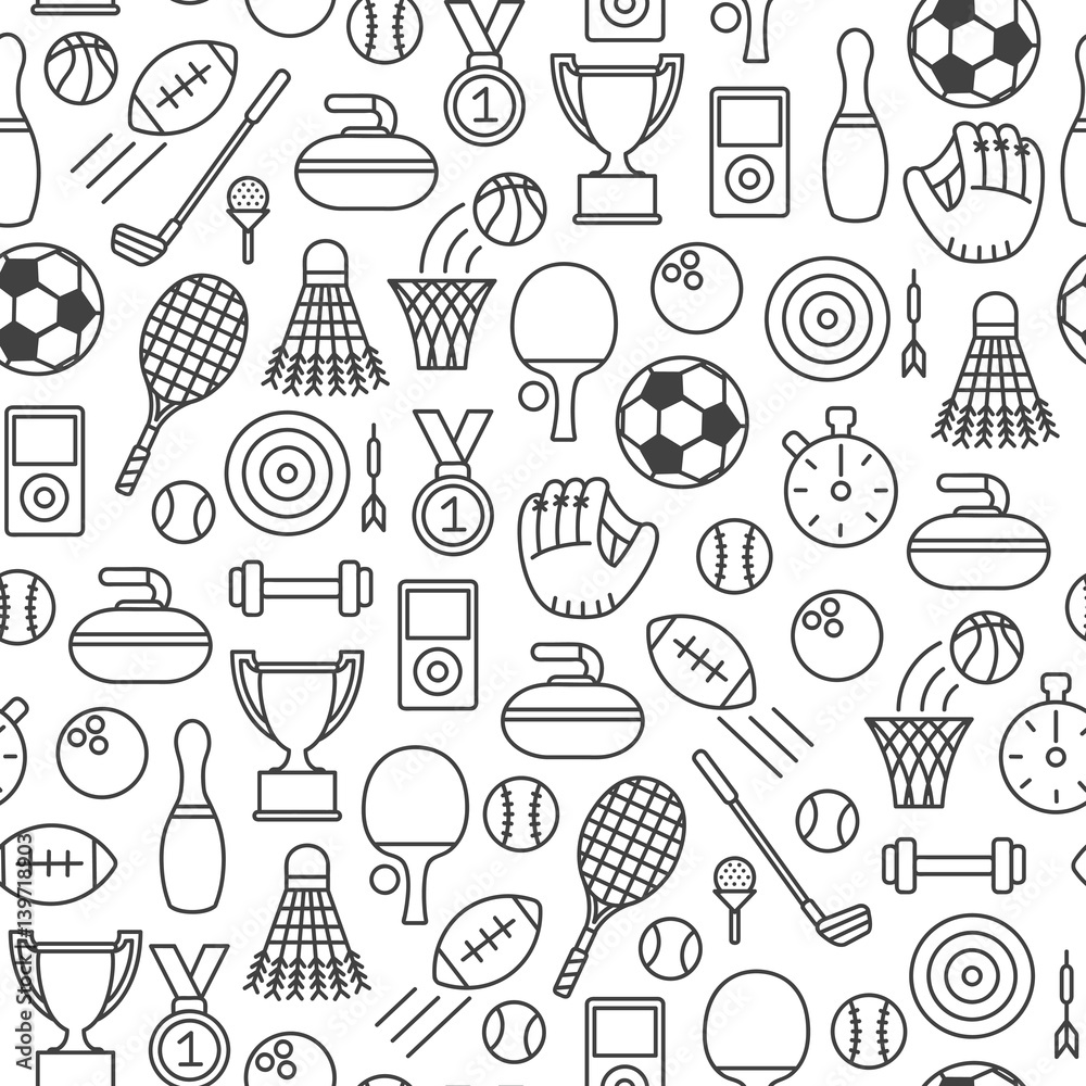 seamless pattern with sport design elements